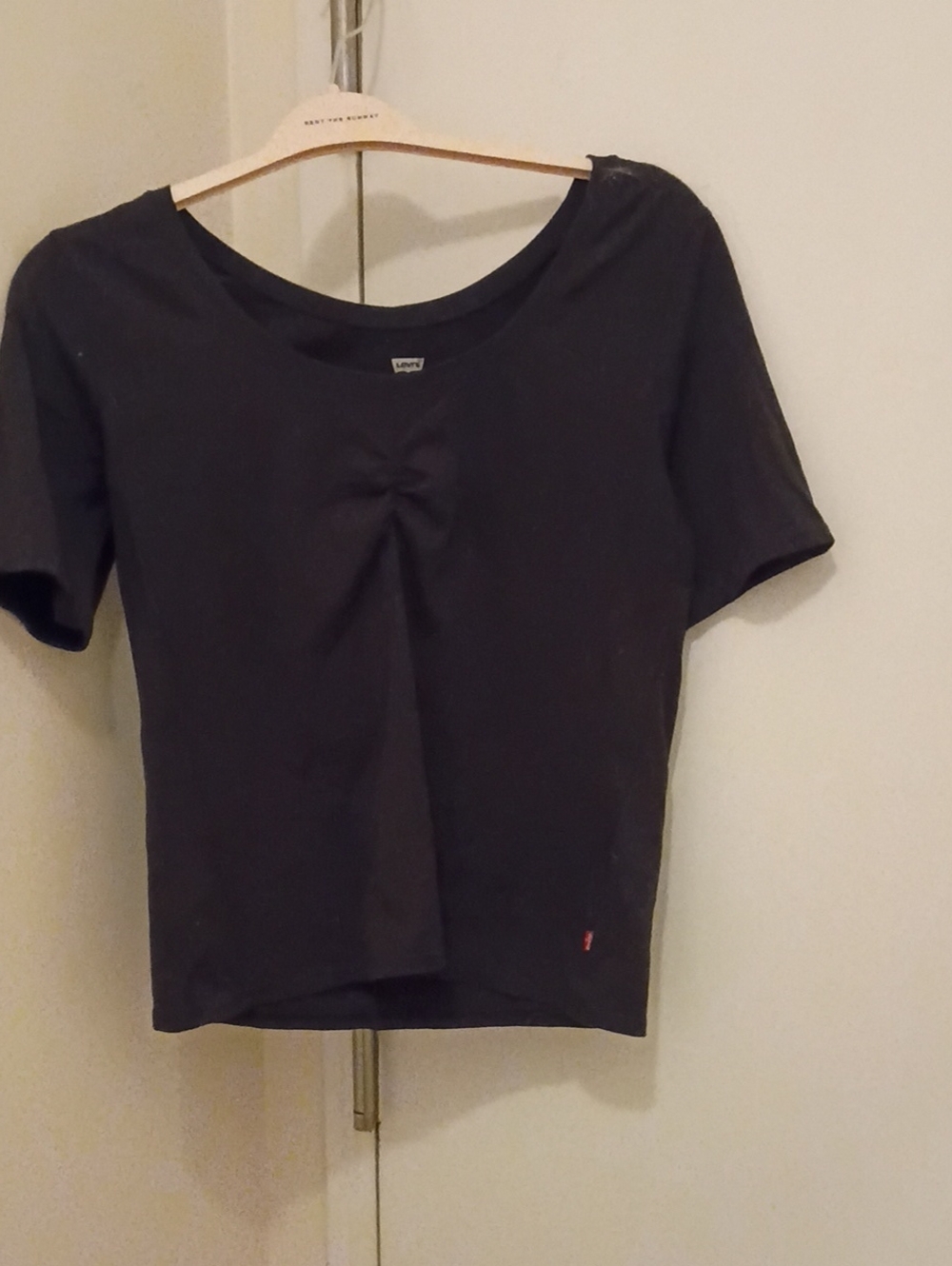 Levi's Black Short Sleeve Scoop-Neck Tee with Front Pleat